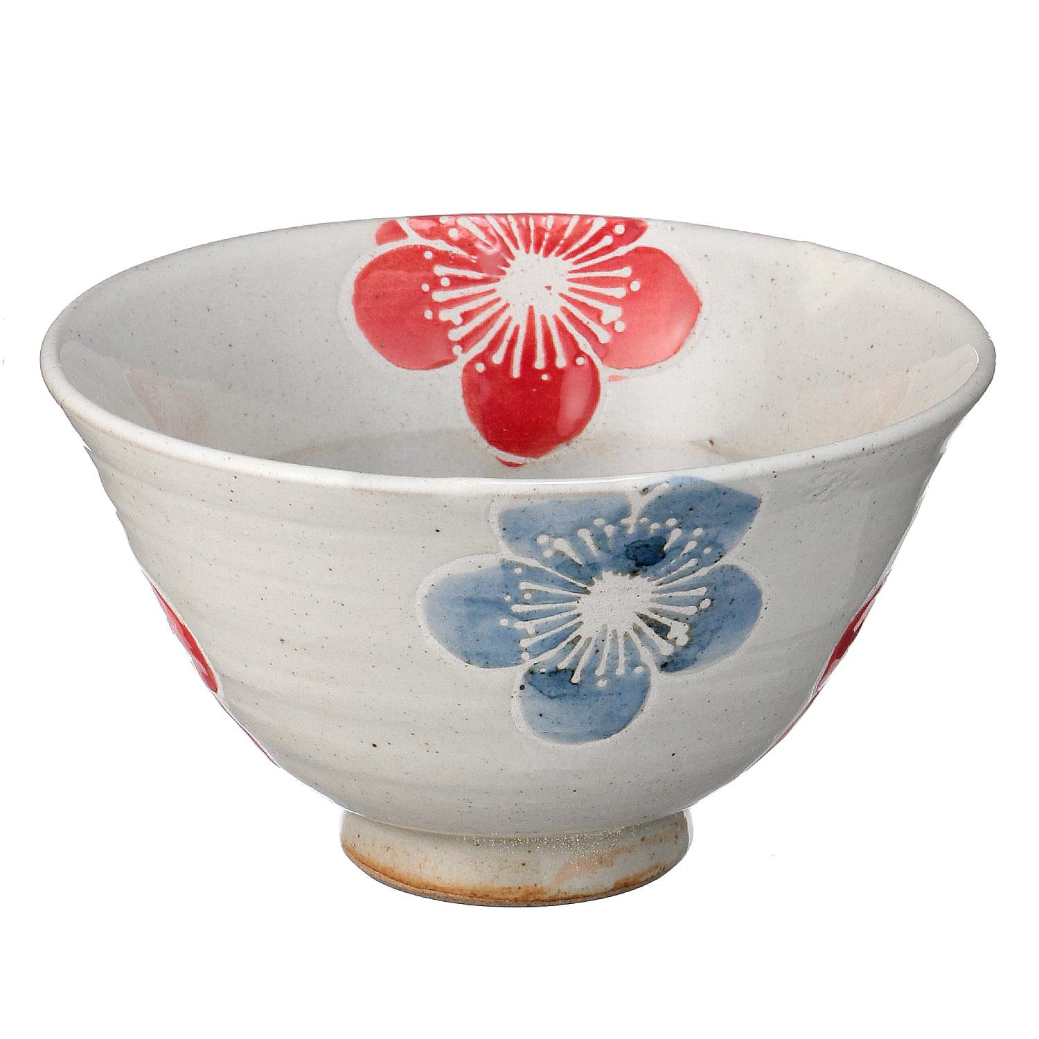 Pink-Glazed Plum Rice Bowl & Tea Cup Set 02 Rice Bowl Red