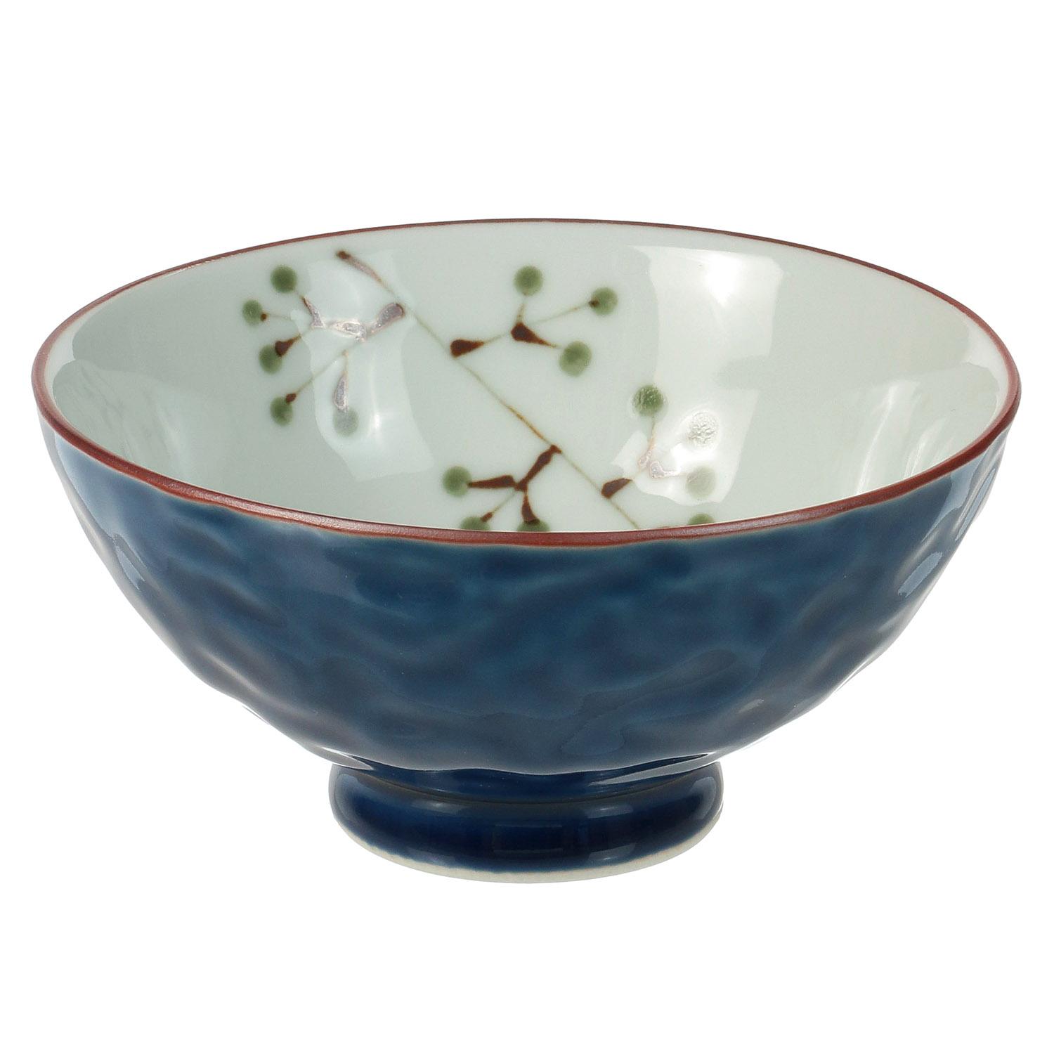 Glazed Wood-Patterned Rice Bowl and Teacup Set 01_Rice Bowl Blue