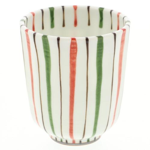 Chamfered Three-Color Ten Grass Teacup Red × Green