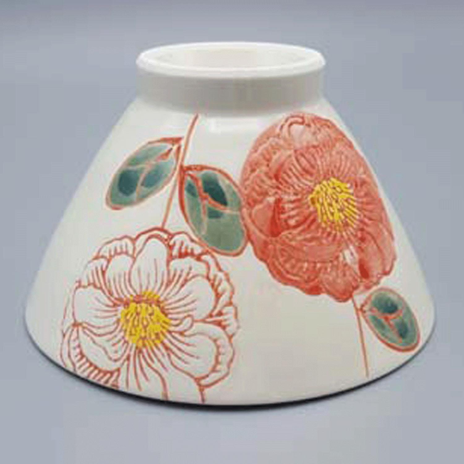 Flower Ornament Rice Bowl・Teacup Rice Bowl Red