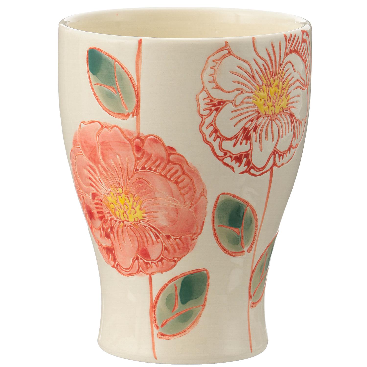 Flower Ornament Rice Bowl・Teacup　Teacup Red