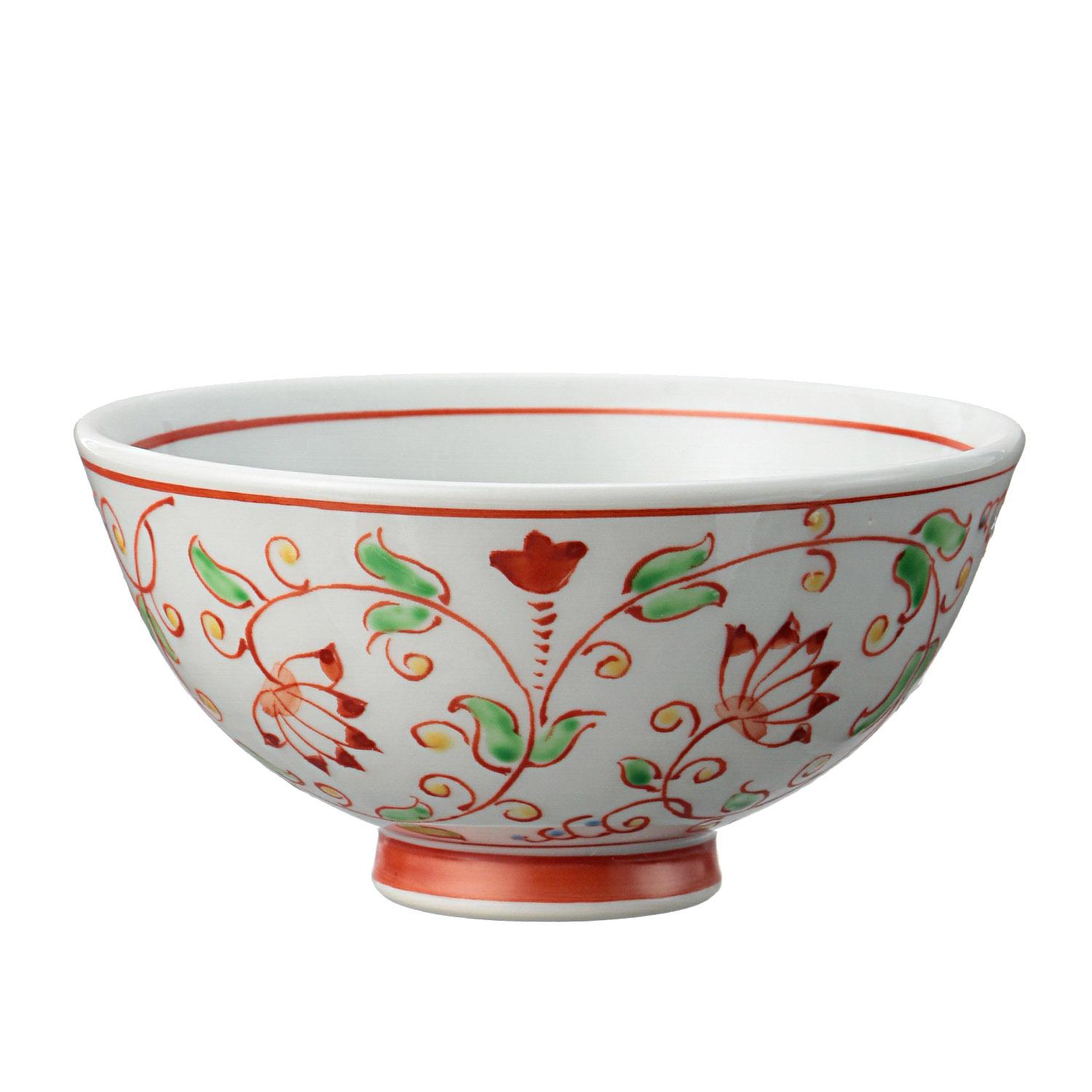Ivy Pattern Rice Bowl & Teacup (Large & Small)　02＿Red Rice Bowl (Small)