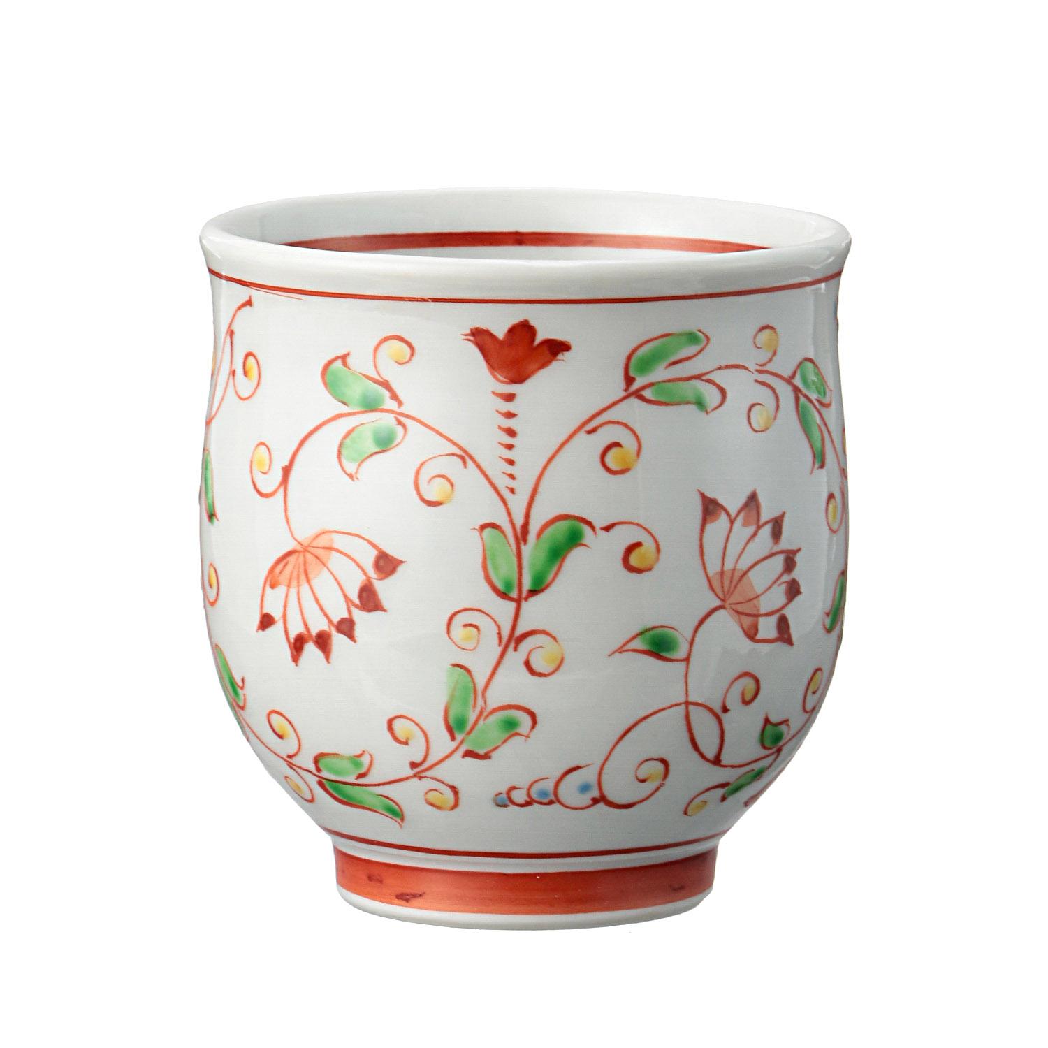 Ivy Pattern Rice Bowl & Teacup (Large & Small)　04＿Red Teacup (Small)
