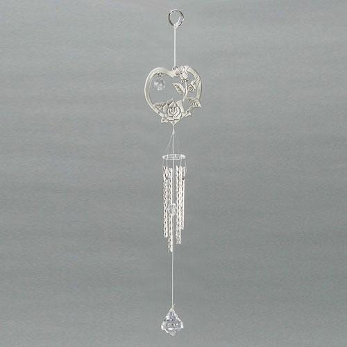 Wind Chime, Pewter, Heart & Rose
