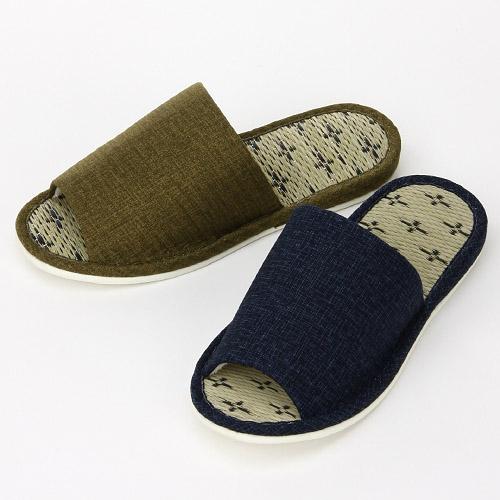 Cross-Pattern Tatami Mat with Slippers L