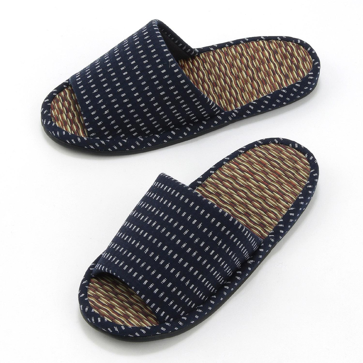 Line Dot Tatami-Style Slippers M