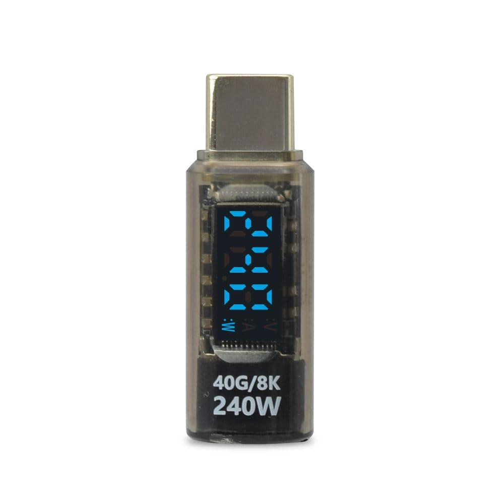 Japan Trust Technology USB4-Compatible TYPE-C Power Display 240W Skeleton Voltage/Current Meter TCTC-DSP240 Series (Black)