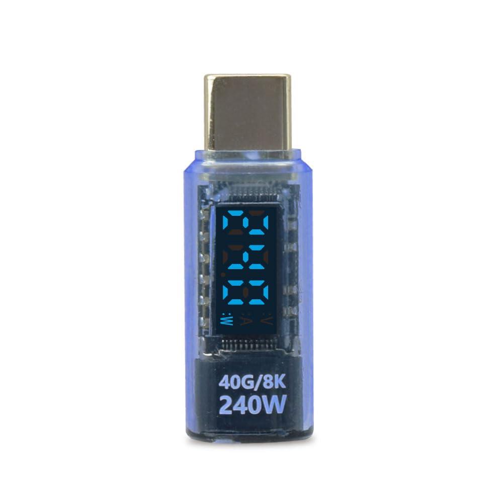 Japan Trust Technology USB4-Compatible TYPE-C Power Display 240W Skeleton Voltage/Current Meter TCTC-DSP240 Series (Blue)