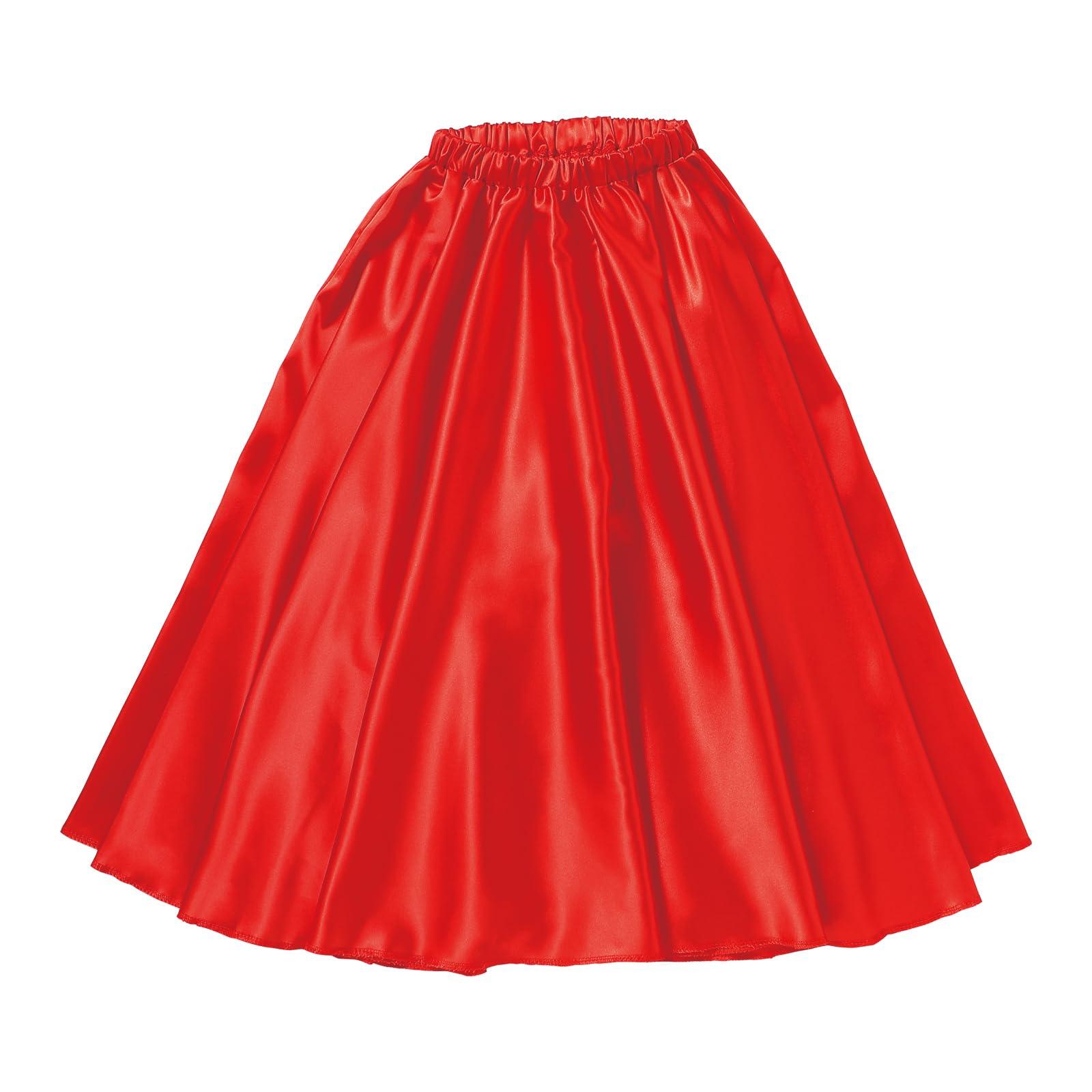 Soft Satin Long Skirt Red S