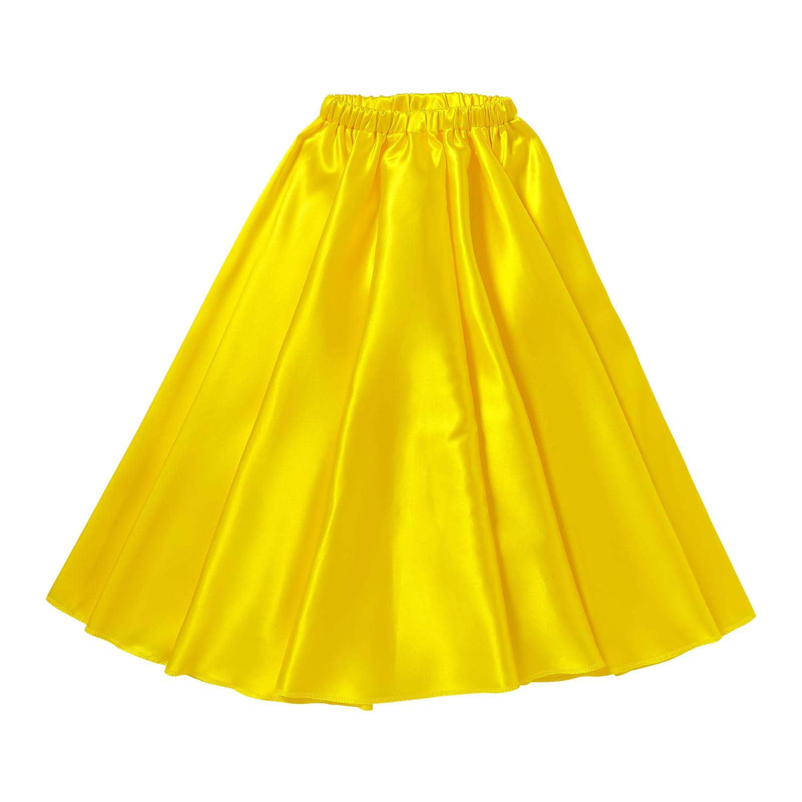 Soft Satin Long Skirt Yellow S