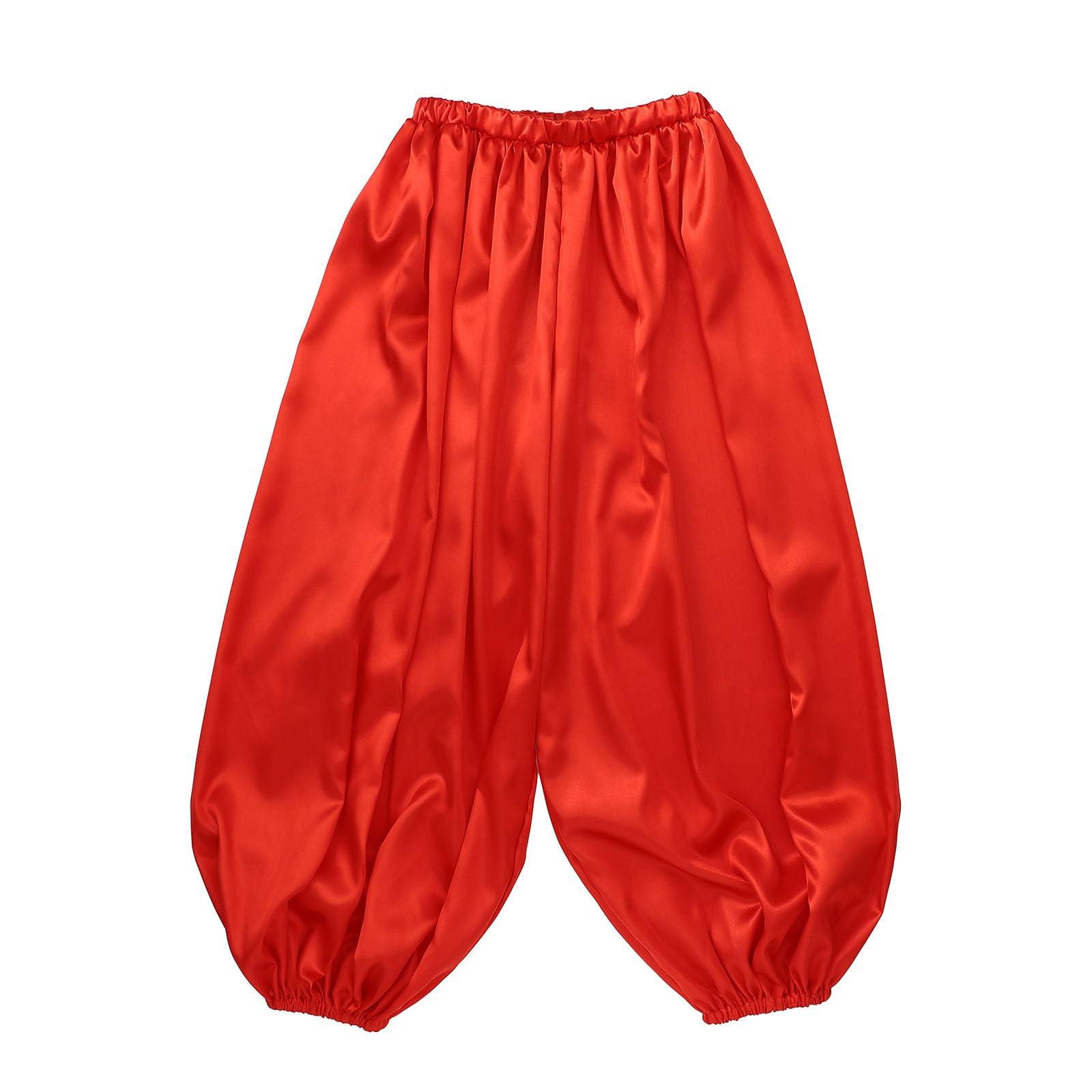 Soft Satin Harem Pants Red M