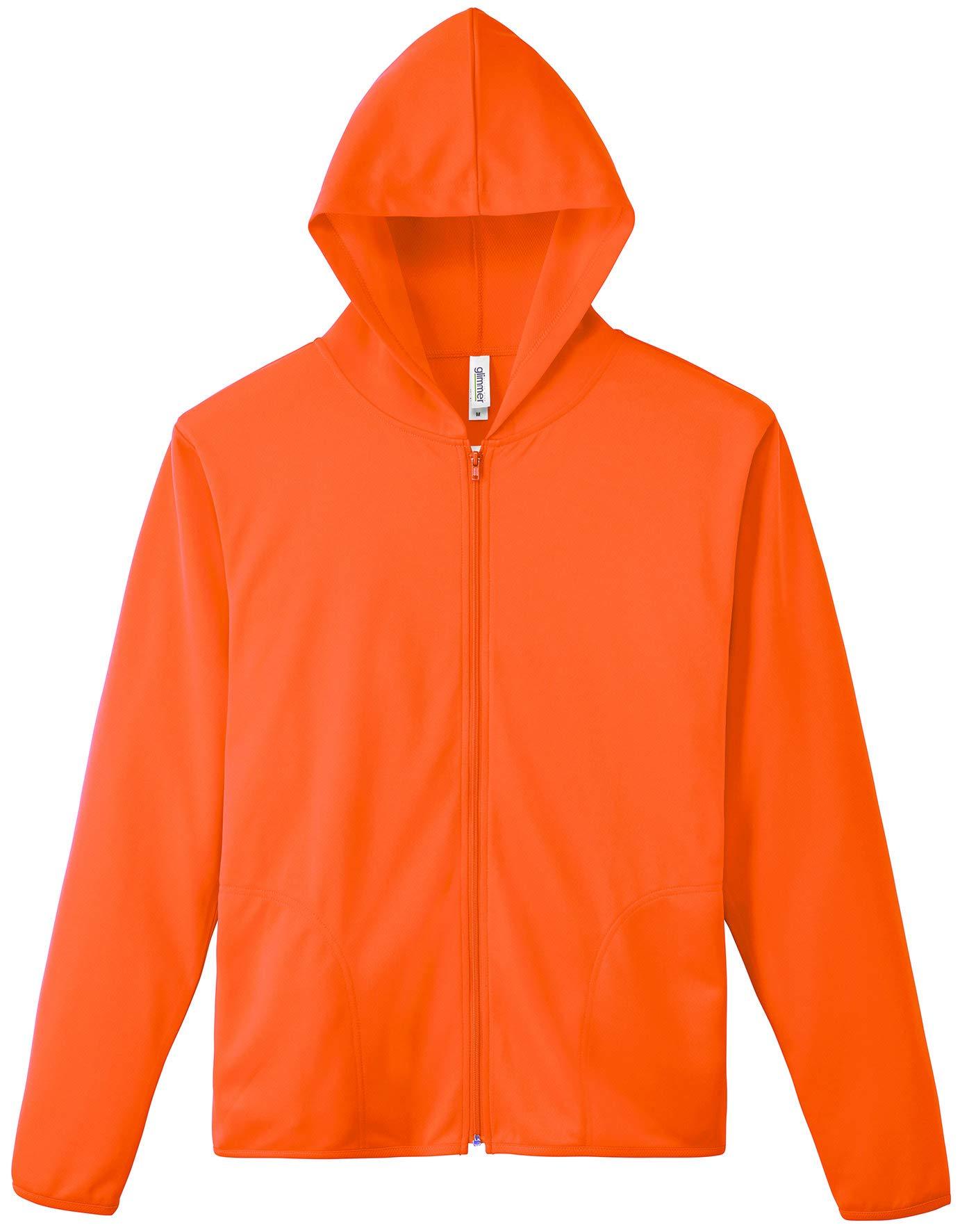 [Glimmer] Long Sleeve 4.4 oz Dry UV Zip Hoodie 00338-AMZ Men's Orange L (Equivalent to Japanese Size L)