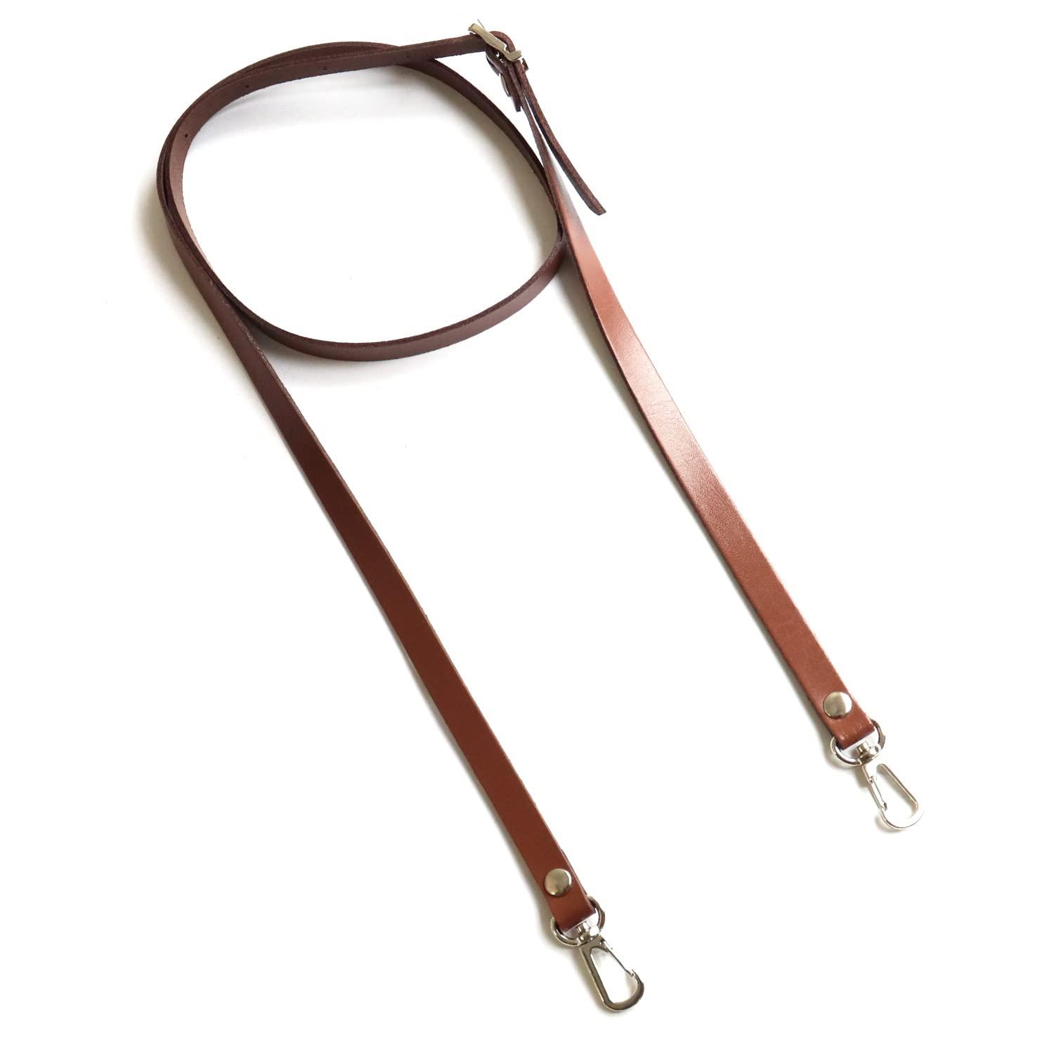 Nippon Chuko Genuine Leather Shoulder Strap Water-Repellent Finish Silver Hardware Narrow Width 12mm Red-Brown KT60-S-A Craft Supplies Bag Materials Shoulder Strap