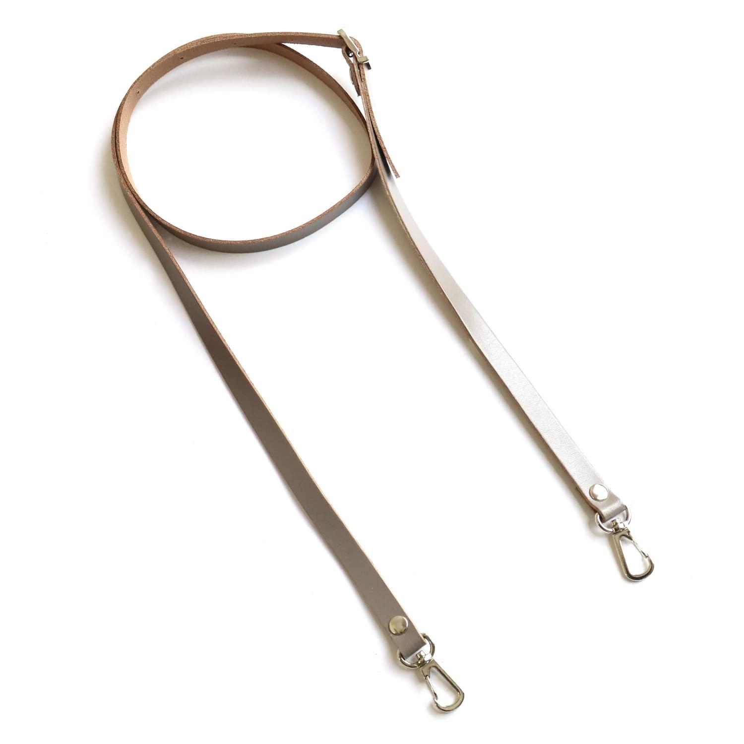 Nippon Chuko Genuine Leather Shoulder Strap Water-Repellent Finish Silver Hardware Narrow Width 12mm Silver KT60-S-S Craft Supplies Bag Materials Shoulder Strap