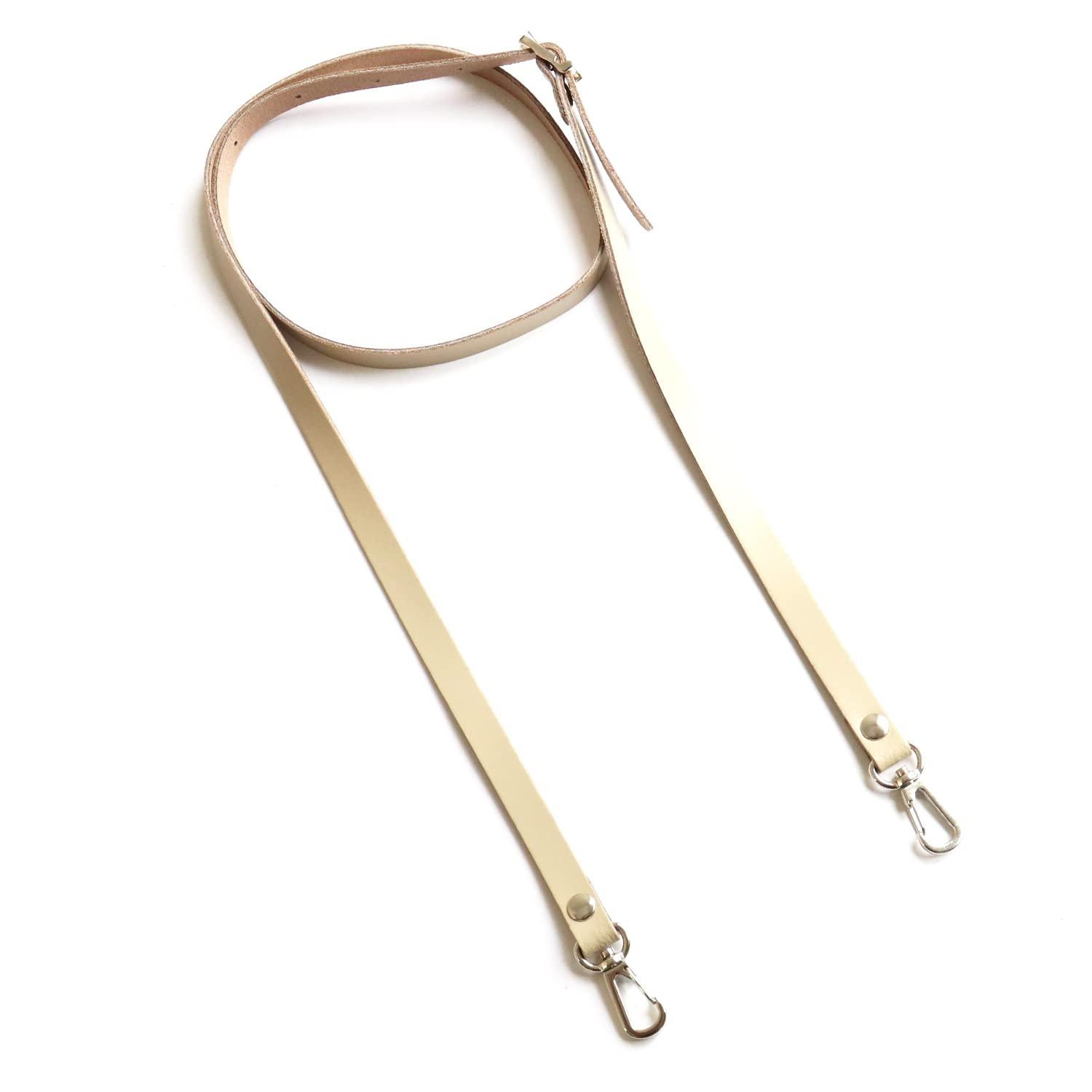 Nippon Chuko Genuine Leather Shoulder Strap Water-Repellent Finish Silver Hardware Narrow Width 12mm Natural KT60-S-W Craft Supplies Bag Materials Shoulder Strap