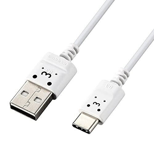 ELECOM USB Type-C Cable for Smartphones (A-C) Ultra-Thin 1.0m White Face MPA-ACX10WF