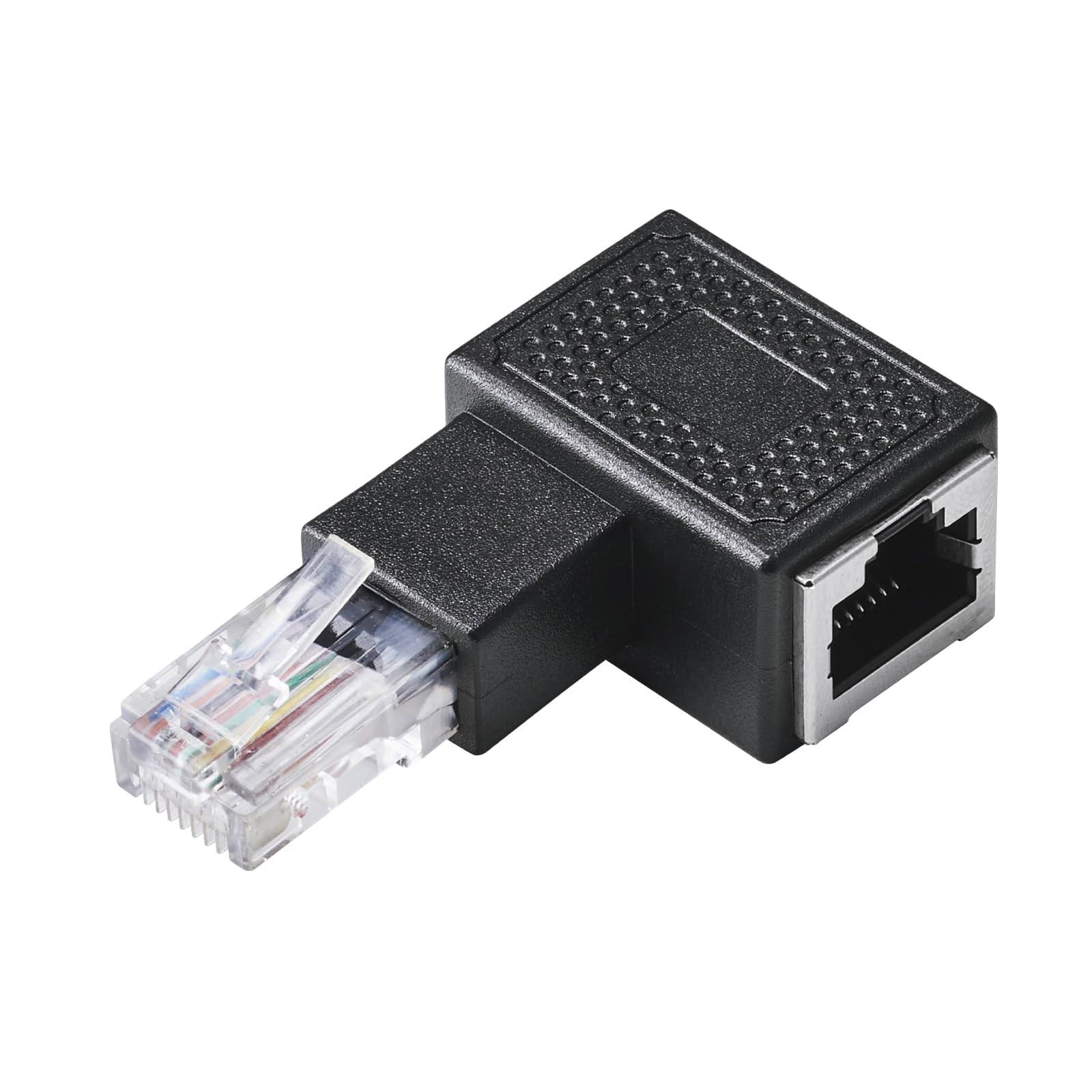 ELECOM RJ45 Extension Connector Cat5e LAN Cable L-Shaped Adapter Left-Facing UTP Specification Black LD-RJ45U5ELLBK