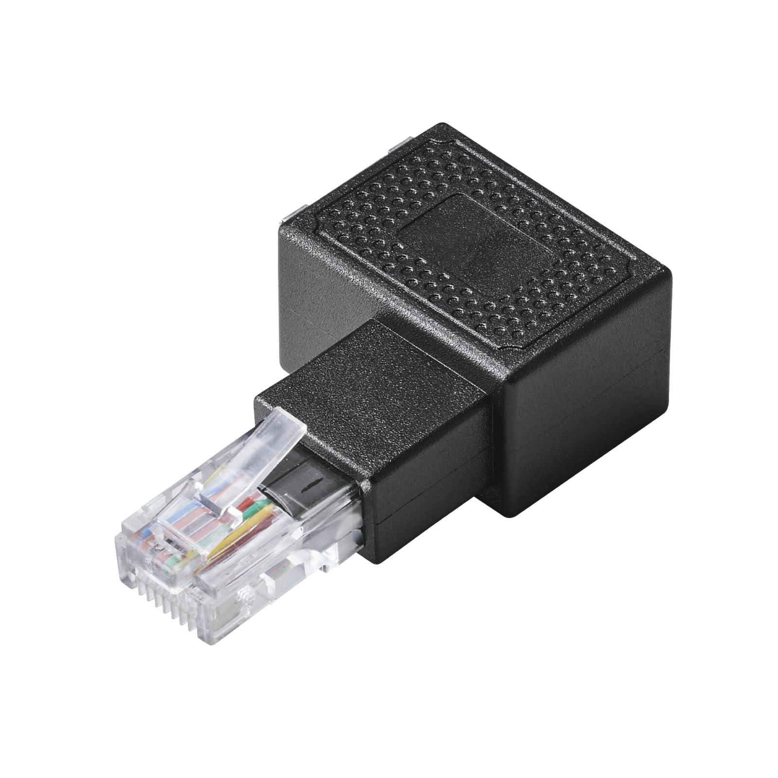 ELECOM RJ45 Extension Connector Cat5e LAN Cable L-Shaped Adapter Right-Facing UTP Specification Black LD-RJ45U5ELRBK