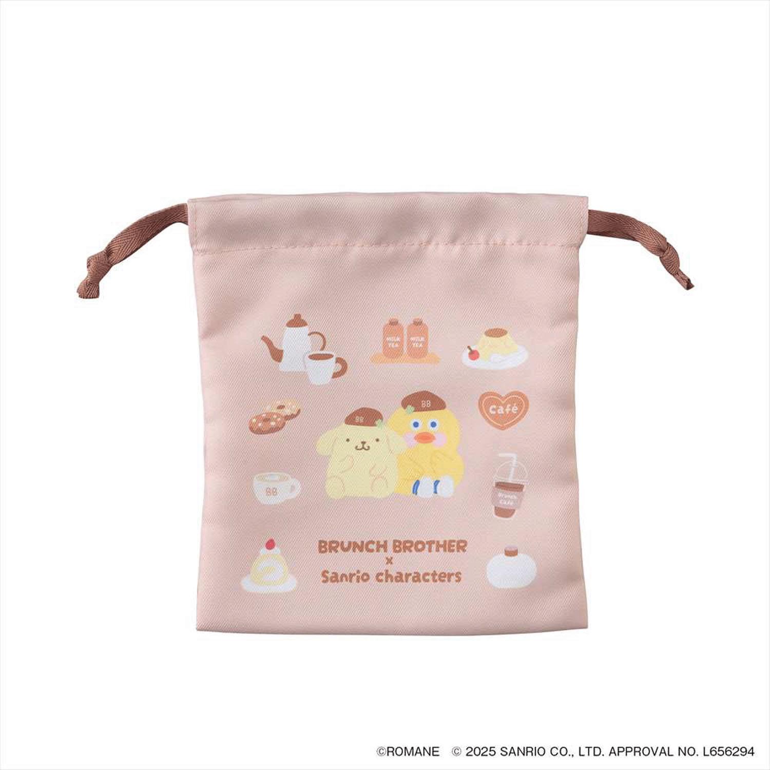 Branch Brothers x Sanrio Characters Drawstring Pouch 2-Piece Set 02_Duck x Pompompurin