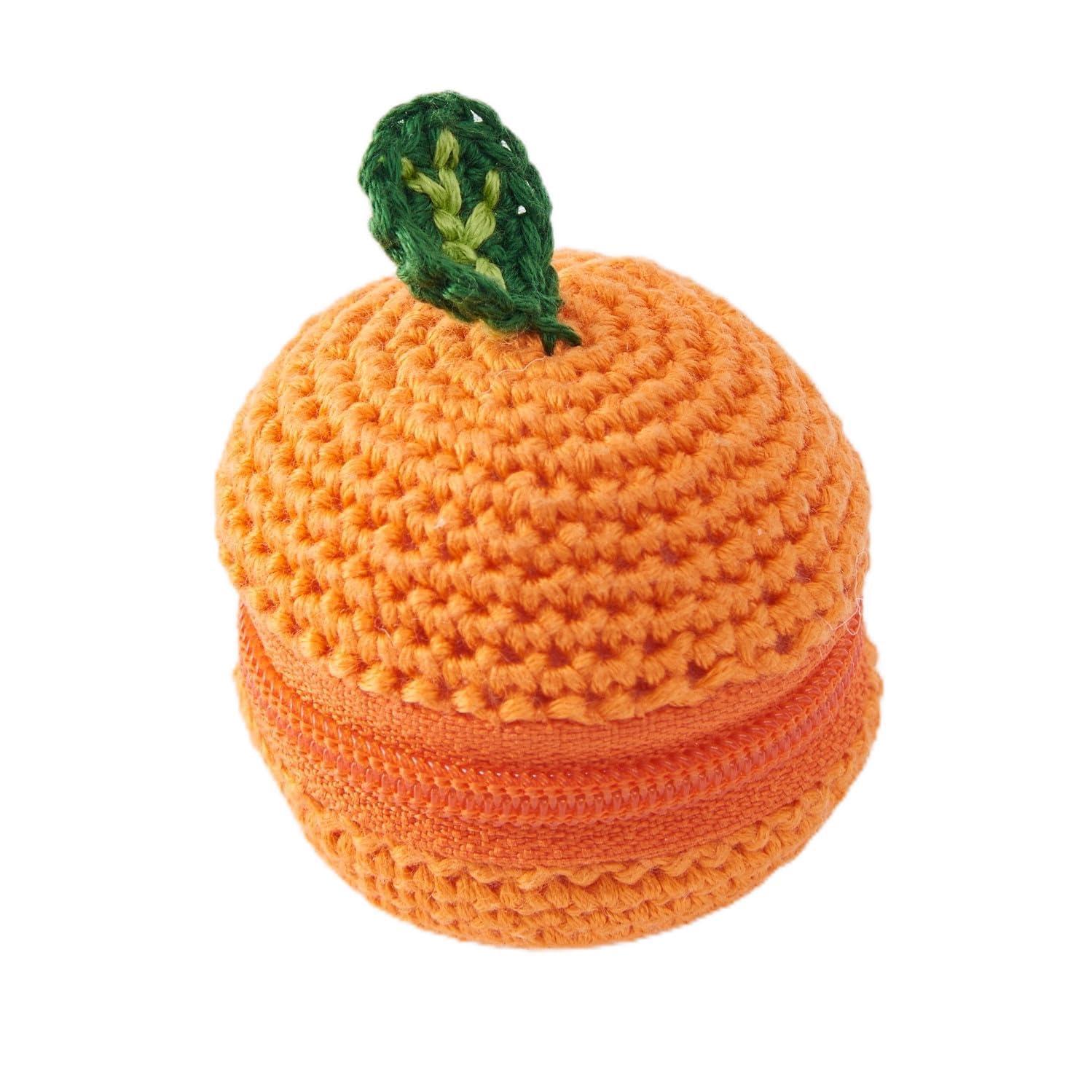 COSMO Embroidery Thread Knitted Small Pouch (Orange) No.502504 Finished Size: Approx. 4cm tall x 4cm wide