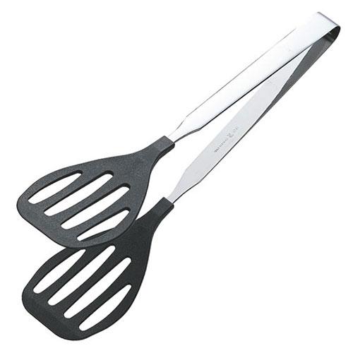Tanabe Hardware Antibacterial Heat-Resistant Colored Tong Grill (Large) Black Ideal for grilling hamburgers and fragile stuffed cabbage rolls. Folds into a Turner. Made in Japan TK-0187