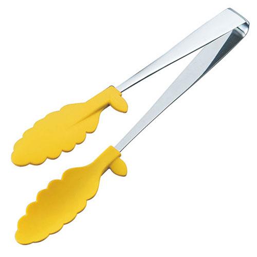 Tanabe Hardware Antibacterial Heat-Resistant Color Tong Float Yellow Hygienic design with floating tip Includes head-up stand Made in Japan TK-2341