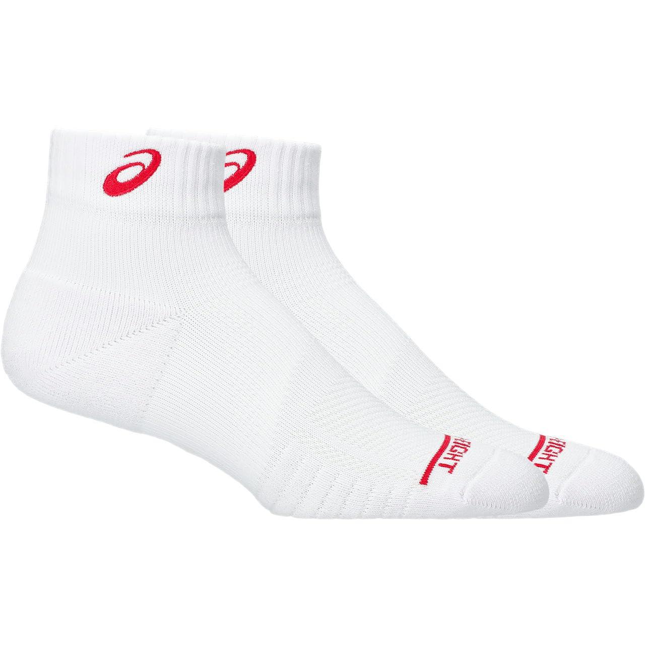 [ASICS] Volleyball Accessories Support Short Socks 12 3053A163 Unisex Adult 101 (Brilliant White/Fiery Red) M