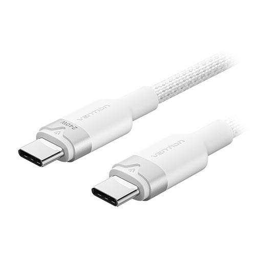 VENTION USB 2.0 Type-C Male to Type-C Male 5A Cable 2m Aluminum Alloy Type eMarke Compliant White TR-1405