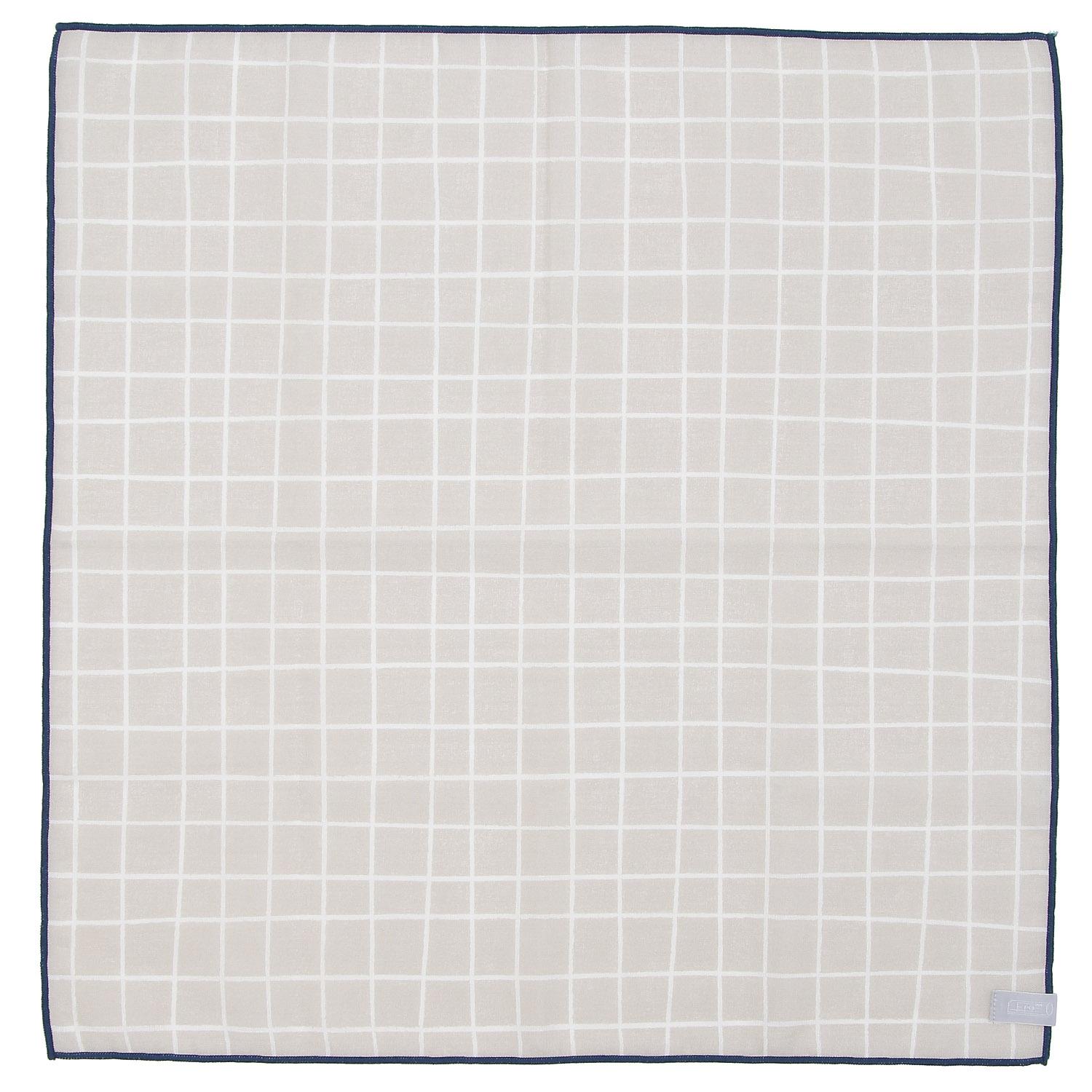 Cotton Windowpane Handkerchief with Gift Box - Light Gray