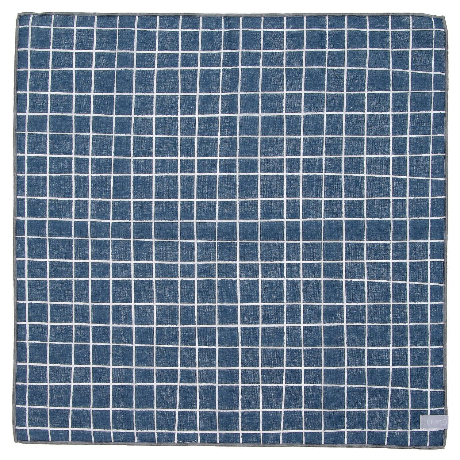 Cotton Windowpane Handkerchief with Gift Box - Deep Navy