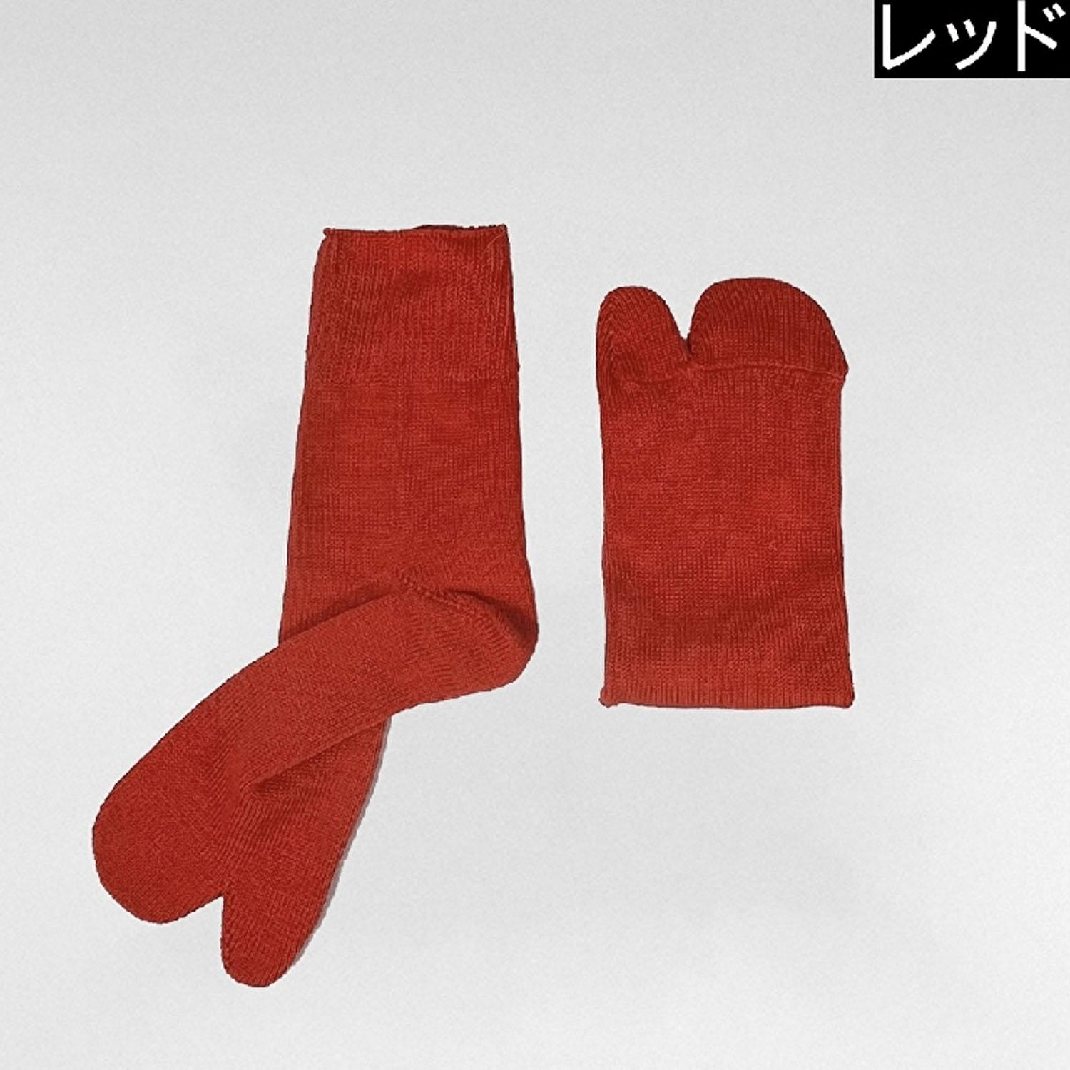 HUMMING BIRD Cotton Tabi Socks - Red