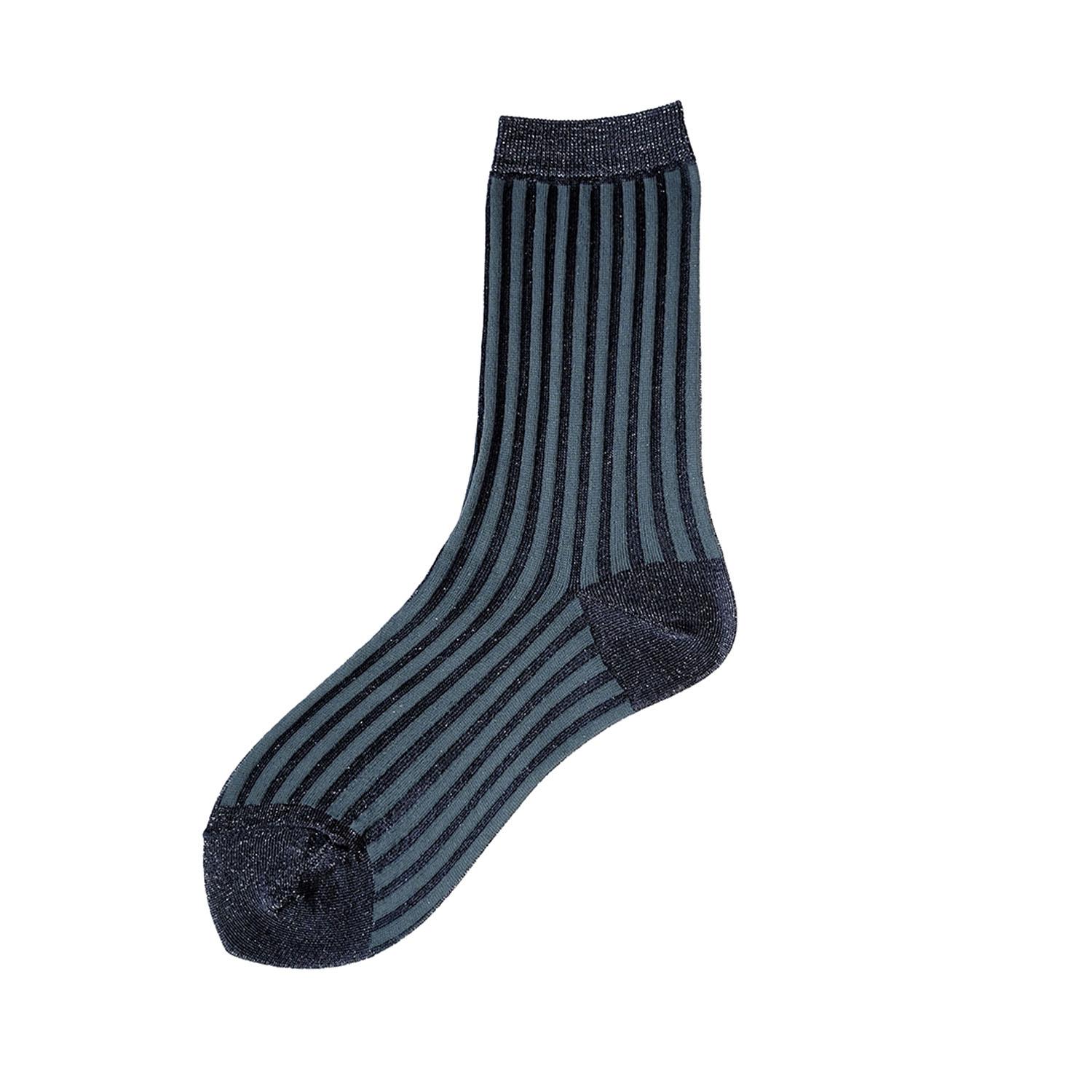 Andeotte Sheer Stripe Lace Socks Blue Gray