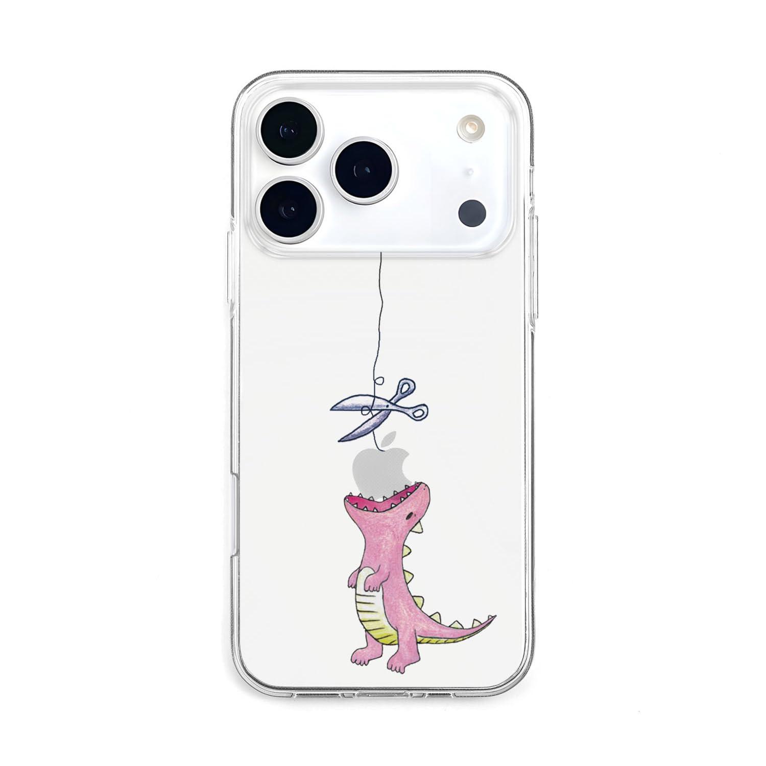 AKAN Soft Clear Case for iPhone 17 Pro Hungry Dinosaur Pink AK27746i17PR