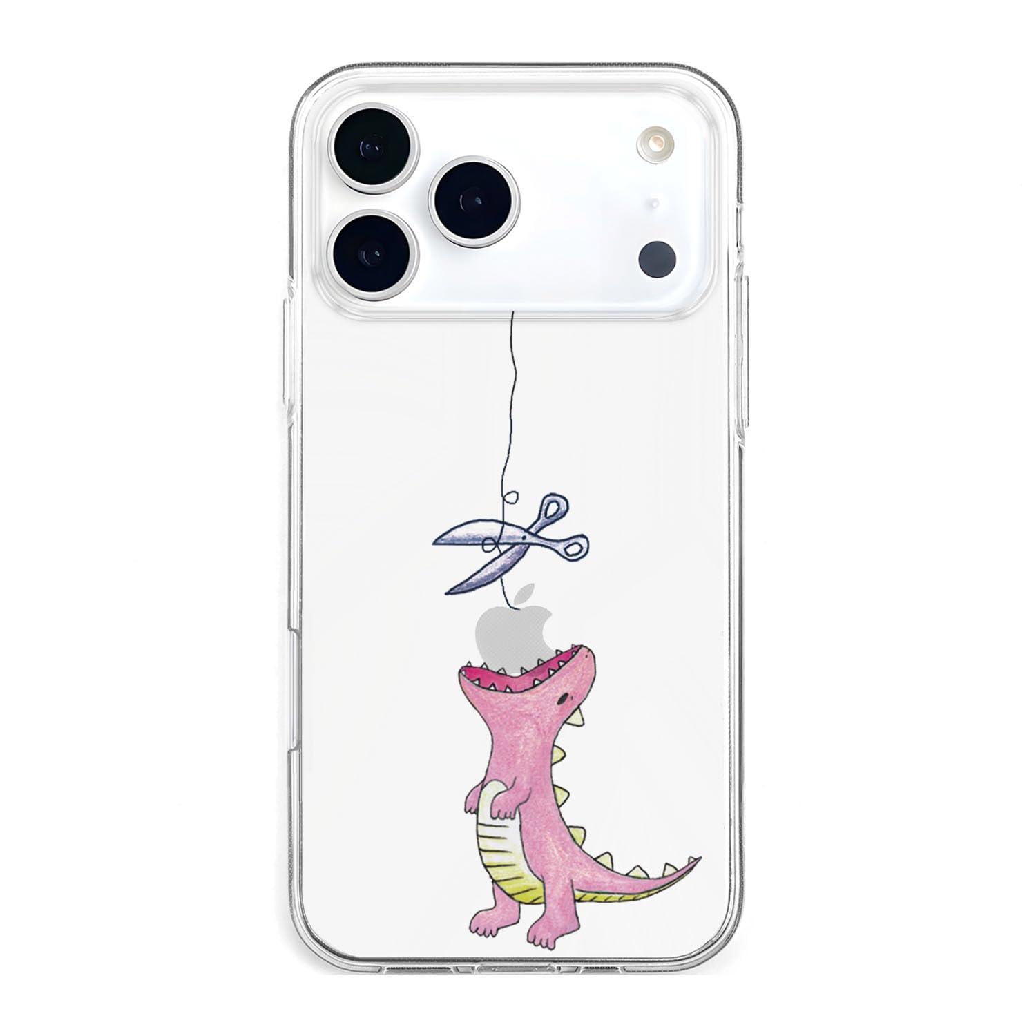 AKAN Soft Clear Case for iPhone 17 Pro Max Hungry Dinosaur Pink AK27747i17PM
