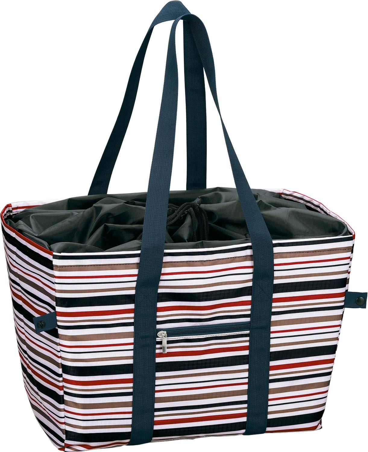 Large Capacity Insulated Shopping Basket Bag with Shoulder Strap Border Design Aluminum Vapor Deposition Coating for Cooling Effect Long Handles RKB-2000