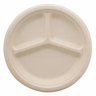 HEIKO Paper Plates Commercial Bagasse Paperware Deep Plate Craft 3 Compartments 26cm 50 Sheets