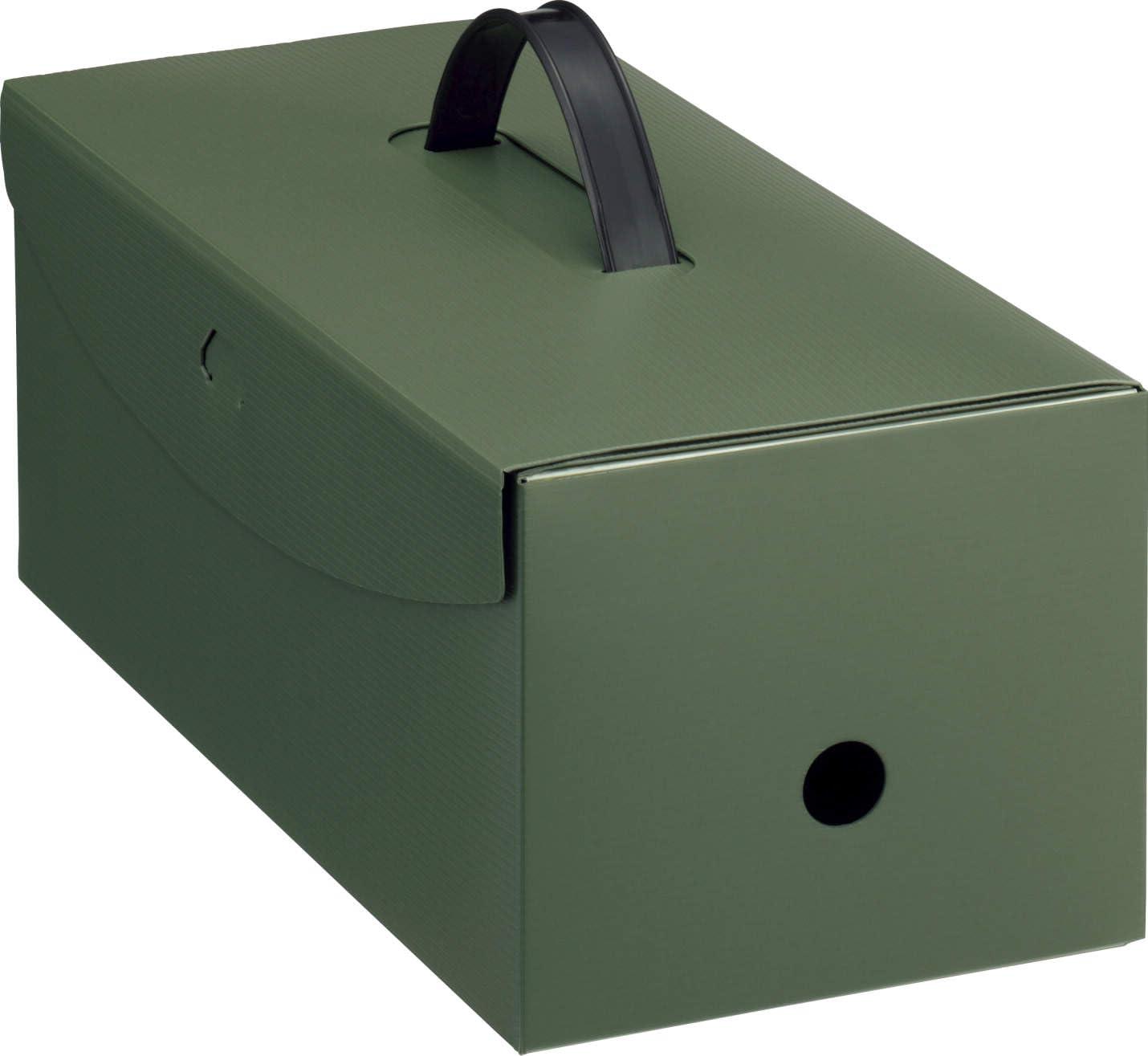 Lion Office Supplies Box File Smaphy A4 Half Size with Lid and Handle, Spine Width 152mm, Moss Green BF-22S, 1 piece