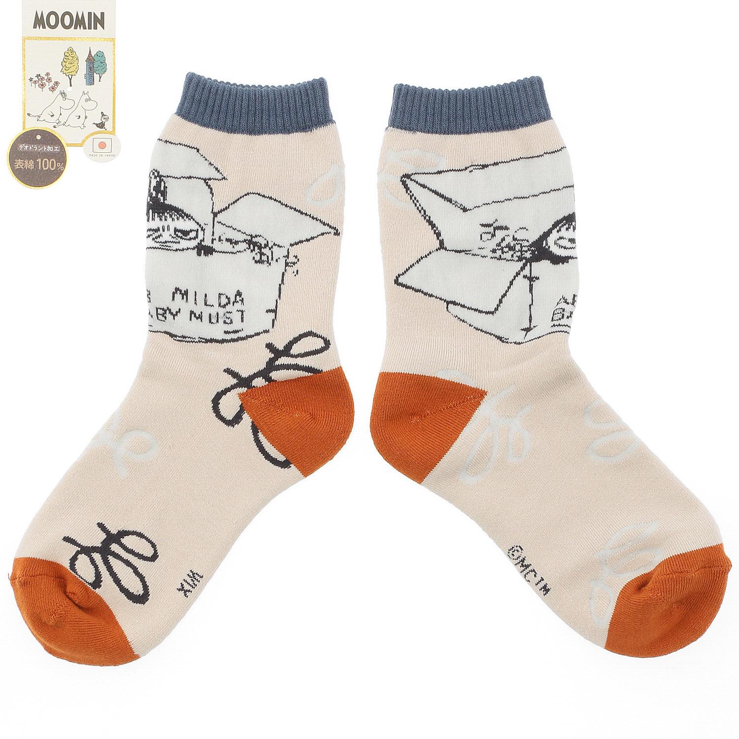 Japanese-made MOOMIN Crew Socks Full Pile Mii Box