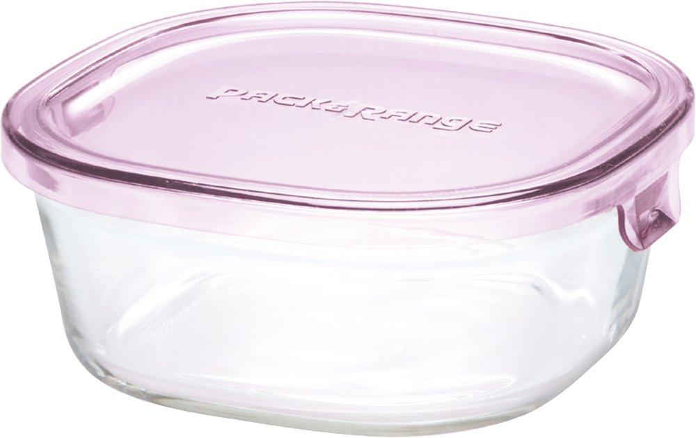 iwaki Heat-Resistant Glass Storage Container Pink Square S 450ml (1 Serving of Rice) Pack & Microwave