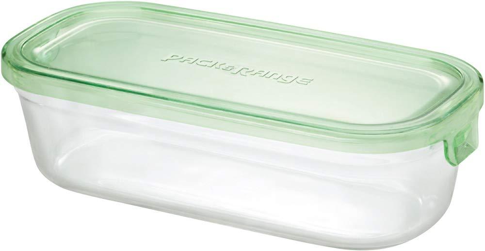iwaki Heat-Resistant Glass Storage Container Butter Case Green Rectangular M 500ml Pack & Range KC3246N-G