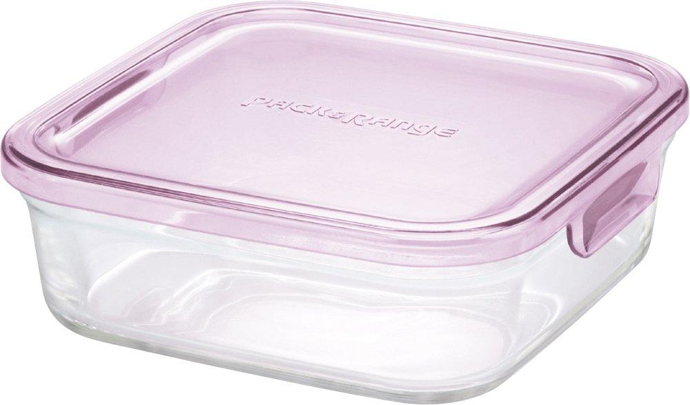 iwaki Heat-Resistant Glass Storage Container Pink Square M 800ml Pack & Range KC3247N-P