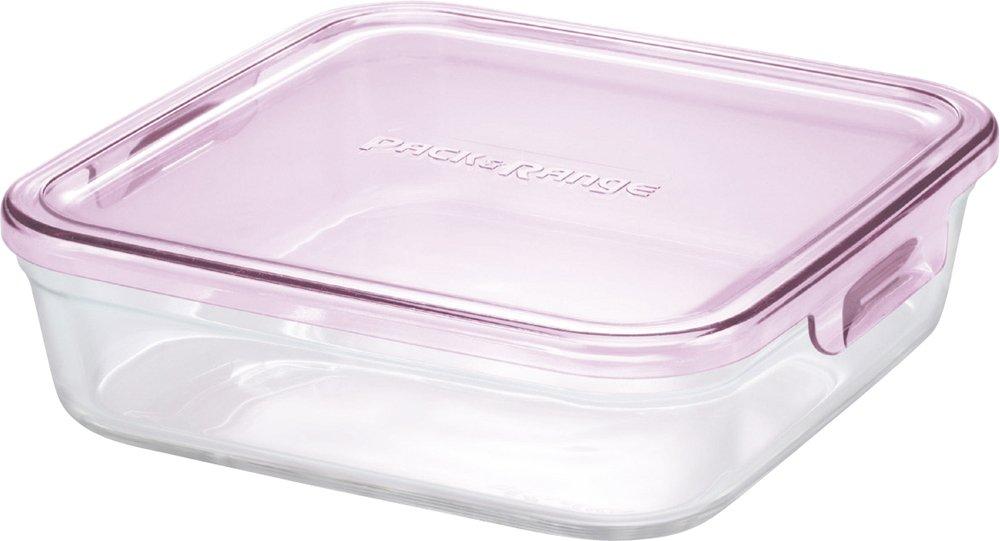 iwaki Heat-Resistant Glass Storage Container Pink Square L 1.2L Pack & Range KC3248N-P