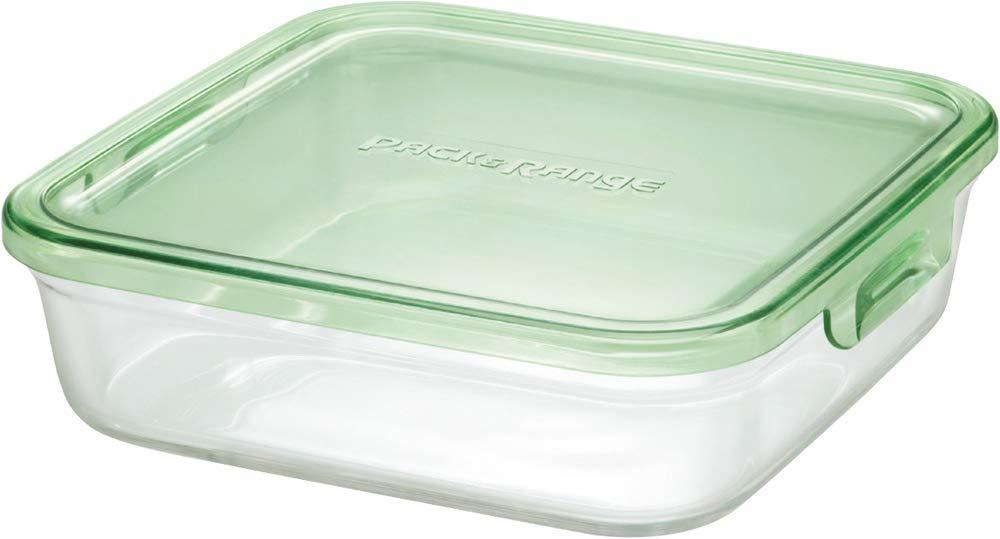iwaki Heat-Resistant Glass Storage Container Green Square L 1.2L Pack & Range KC3248N-G