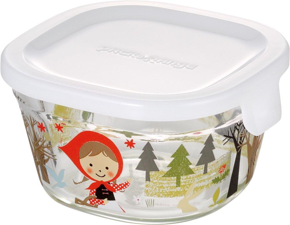 iwaki Heat-Resistant Glass Storage Container Shinjikato Precious Red Hood Square SS 200ml Pack & Range B3200-SNA1