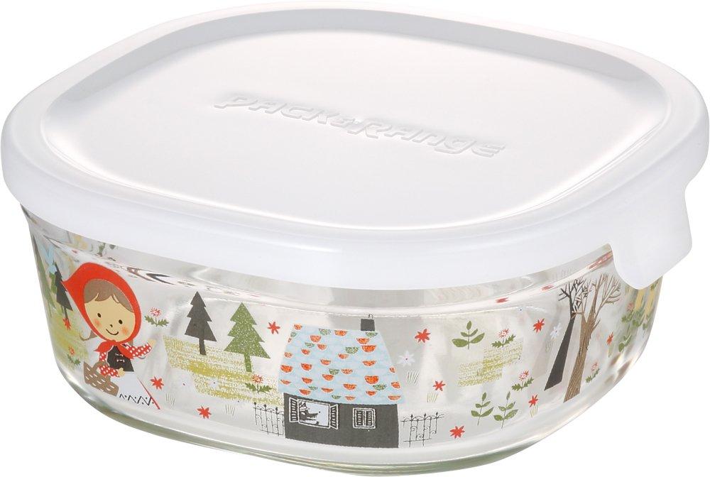 iwaki Heat-Resistant Glass Storage Container Shinji Katou Precious Red Hood Square S 450ml Rice 1 Serving Pack & Microwave B3240-SNA1