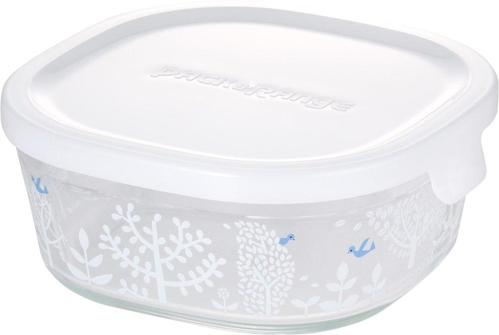 iwaki Heat-Resistant Glass Storage Container Shinji Katou Petit Bois Square S 450ml Rice 1 Serving Pack & Microwave B3240-SNC1