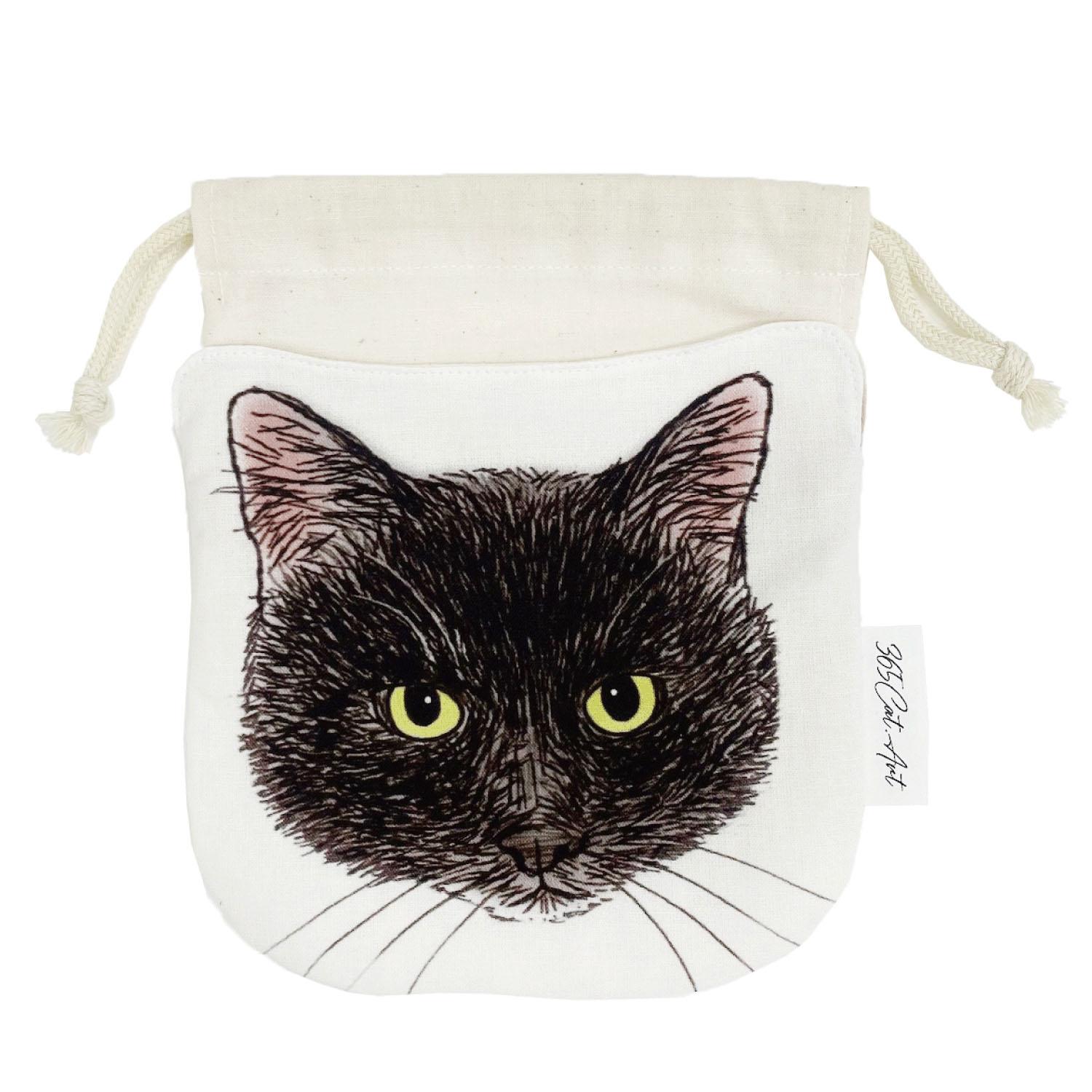 Cat. Art Cat Drawstring Pouch E