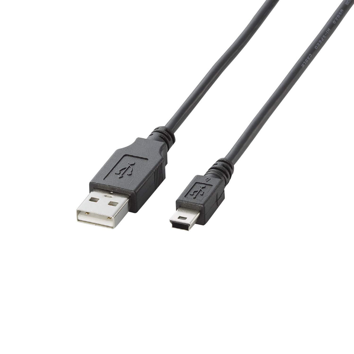 ELECOM USB Cable  USB 2.0 (USB Type-A Male to miniB Male) Standard 5m Black U2C-M50BK