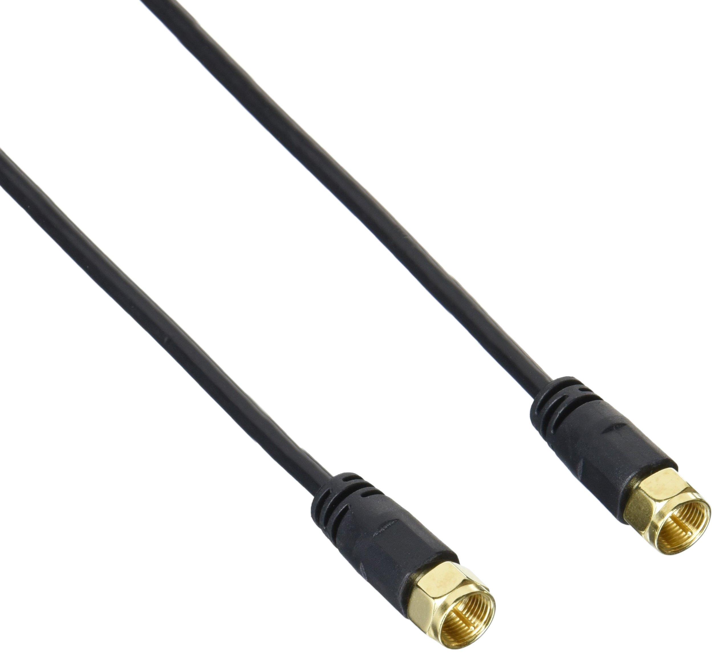 ELECOM Antenna Cable 2.5C Slim Type F-Type Connector Screw-Type Straight to Screw-Type Straight 1m Black AV-ATNN10BK