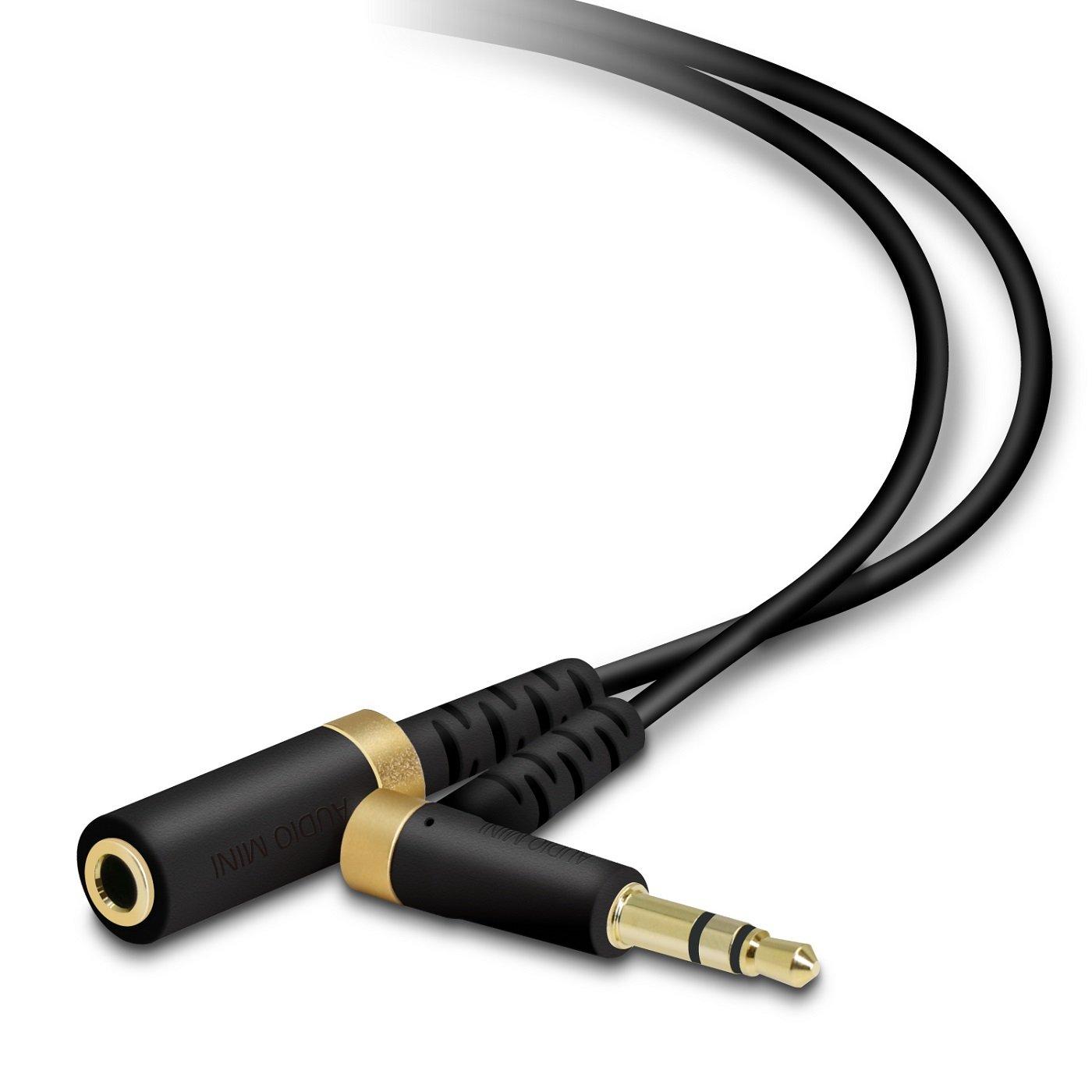 ELECOM Headphone/Earphone Extension Cable High-Durability Design 3.5mm L-Shaped Plug 1m Black EHP-35ELS10BK